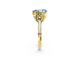 Yellow gold Fancy Blue Pear Cut Solitaire Split Shank Pave Diamond Engagement Ring with Four-Prong Setting_2