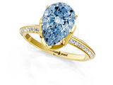 Yellow gold Fancy Blue Pear Cut Solitaire Split Shank Pave Diamond Engagement Ring with Four-Prong Setting_25