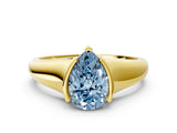 Yellow gold Fancy Blue Pear Cut Solitaire Tension Set Diamond Ring with Split Shank Band