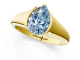 Yellow gold Fancy Blue Pear Cut Solitaire Tension Set Diamond Ring with Split Shank Band_1
