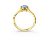 Yellow gold Fancy Blue Pear Cut Solitaire Tension Set Diamond Ring with Split Shank Band_3
