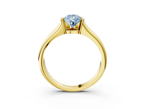 Yellow gold Fancy Blue Pear Cut Solitaire Tension Set Diamond Ring with Split Shank Band_3
