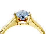 Yellow gold Fancy Blue Pear Cut Solitaire Tension Set Diamond Ring with Split Shank Band_4