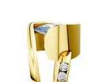 Yellow gold Fancy Blue Pear Cut Solitaire Tension-Set Diamond Split Shank Ring_5