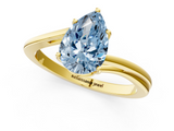 Yellow gold Fancy Blue Pear  Cut Solitaire Twist Band Ring with Four-Prong Setting_21