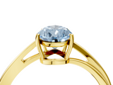 Yellow gold Fancy Blue Pear  Cut Solitaire Twist Band Ring with Four-Prong Setting_24