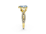 Yellow gold Fancy Blue Pear Cut Solitaire Twist Pave Diamond Engagement Ring with Prong Setting_2