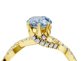 Yellow gold Fancy Blue Pear Cut Solitaire Twist Pave Diamond Engagement Ring with Prong Setting_4