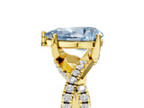 Yellow gold Fancy Blue Pear Cut Solitaire Twist Pave Diamond Engagement Ring with Prong Setting_5