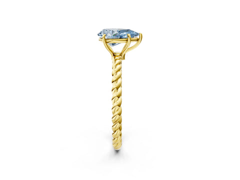 Yellow gold Fancy Blue Pear Cut Solitaire Twisted Band 4-Prong Ring_2