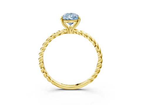 Yellow gold Fancy Blue Pear Cut Solitaire Twisted Band 4-Prong Ring_3