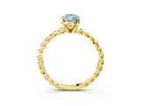 Yellow gold Fancy Blue Pear  Cut Solitaire Twisted Band with Four-Prong Setting_101