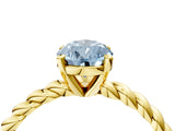 Yellow gold Fancy Blue Pear  Cut Solitaire Twisted Band with Four-Prong Setting_102