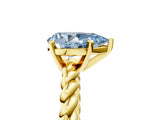 Yellow gold Fancy Blue Pear  Cut Solitaire Twisted Band with Four-Prong Setting_103