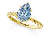 Yellow gold Fancy Blue Pear  Cut Solitaire Twisted Band with Four-Prong Setting_99
