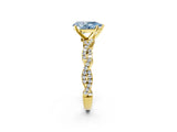 Yellow gold Fancy Blue Pear Cut Solitaire Twisted Pave Band with Four-Prong Setting_5