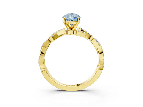 Yellow gold Fancy Blue Pear Cut Solitaire Twisted Pave Band with Four-Prong Setting_6