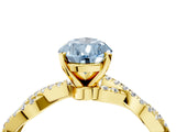 Yellow gold Fancy Blue Pear Cut Solitaire Twisted Pave Band with Four-Prong Setting_7