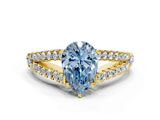 Yellow gold Fancy Blue Pear  Cut Split Shank Pave Diamond Engagement Ring with Four-Prong Setting_77
