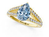 Yellow gold Fancy Blue Pear  Cut Split Shank Pave Diamond Engagement Ring with Four-Prong Setting_78