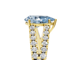 Yellow gold Fancy Blue Pear  Cut Split Shank Pave Diamond Engagement Ring with Four-Prong Setting_82