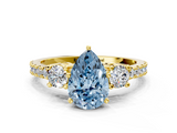 Yellow gold Fancy Blue Pear  Cut Three-Stone Diamond Pavé Band with Prong Setting_17