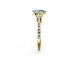 Yellow gold Fancy Blue Pear  Cut Three-Stone Diamond Pavé Band with Prong Setting_19