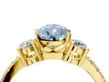 Yellow gold Fancy Blue Pear  Cut Three-Stone Diamond Pavé Band with Prong Setting_21