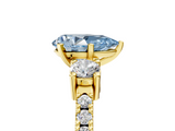 Yellow gold Fancy Blue Pear  Cut Three-Stone Diamond Pavé Band with Prong Setting_22