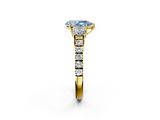 Yellow gold Fancy Blue Pear  Cut Three-Stone Diamond Pave Band with Prong Setting_39