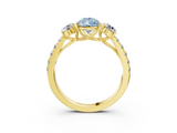 Yellow gold Fancy Blue Pear  Cut Three-Stone Diamond Pave Band with Prong Setting_40