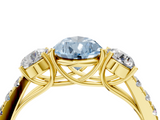 Yellow gold Fancy Blue Pear  Cut Three-Stone Diamond Pave Band with Prong Setting_41
