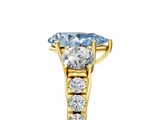 Yellow gold Fancy Blue Pear  Cut Three-Stone Diamond Pave Band with Prong Setting_42