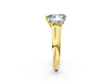 Yellow gold Fancy Blue Pear Cut Three-Stone Diamond Ring with Prong Setting on a Classic Band_14