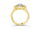 Yellow gold Fancy Blue Pear Cut Three-Stone Diamond Ring with Prong Setting on a Classic Band_15