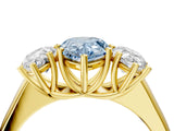 Yellow gold Fancy Blue Pear Cut Three-Stone Diamond Ring with Prong Setting on a Classic Band_16