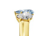 Yellow gold Fancy Blue Pear Cut Three-Stone Diamond Ring with Prong Setting on a Classic Band_17