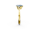 Yellow gold Fancy Blue Pear  Cut Three-Stone Solitaire Ring with Round Accent Diamonds and Four-Prong Setting_22