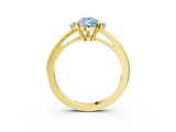 Yellow gold Fancy Blue Pear  Cut Three-Stone Solitaire Ring with Round Accent Diamonds and Four-Prong Setting_23