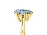 Yellow gold Fancy Blue Pear  Cut Three-Stone Solitaire Ring with Round Accent Diamonds and Four-Prong Setting_25