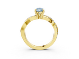Yellow gold Fancy Blue Pear  Cut Twist Band Solitaire Diamond Ring with Pavé Setting_6