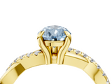 Yellow gold Fancy Blue Pear  Cut Twist Band Solitaire Diamond Ring with Pavé Setting_7