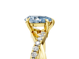 Yellow gold Fancy Blue Pear  Cut Twist Band Solitaire Diamond Ring with Pavé Setting_8