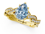 Yellow gold Fancy Blue Pear  Cut Twisted Pavé Band Solitaire Ring with Four-Prong Setting_55