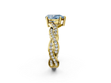 Yellow gold Fancy Blue Pear  Cut Twisted Pavé Band Solitaire Ring with Four-Prong Setting_56
