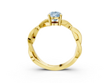 Yellow gold Fancy Blue Pear  Cut Twisted Pavé Band Solitaire Ring with Four-Prong Setting_57