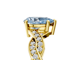 Yellow gold Fancy Blue Pear  Cut Twisted Pavé Band Solitaire Ring with Four-Prong Setting_59