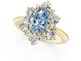 Yellow gold Fancy Blue Pear  Diamond Cluster Halo Ring with Solitaire Band and Four-Prong Setting_20