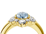 Yellow gold Fancy Blue Pear  Diamond Cluster Halo Ring with Solitaire Band and Four-Prong Setting_23