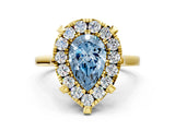 Yellow gold Fancy Blue Pear  Diamond Cluster Halo Solitaire with Four-Prong Setting_78